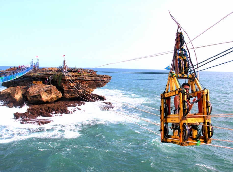 Gondola ride Timang Beach, Yogyakarta