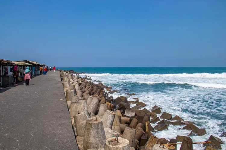 Glagah Beach tetrapod seawall walk