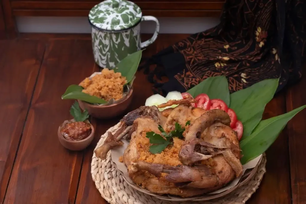 Ayam Goreng Kalasan served beautifully